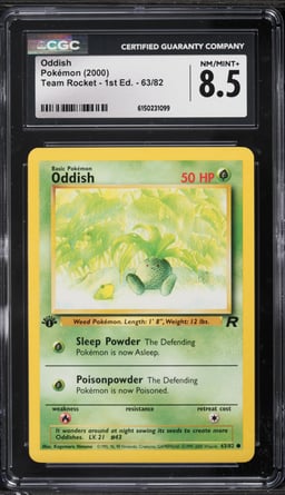 2000 Pokemon Team Rocket 1st Edition Oddish #63 CGC 8.5 NM-MT+