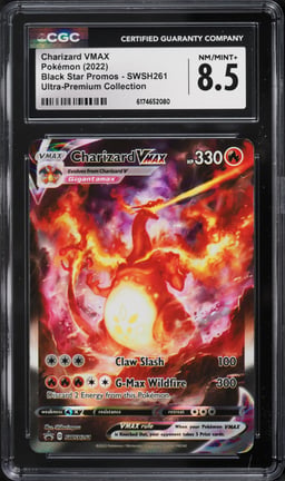 2022 Pokemon Sword & Shield Promo Ultra Premium Full Art Charizard VMAX #SWSH261 CGC 8.5 NM-MT+