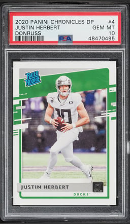 2020 Panini Chronicles Draft Picks Donruss Justin Herbert ROOKIE #4 PSA 10 GEM MINT