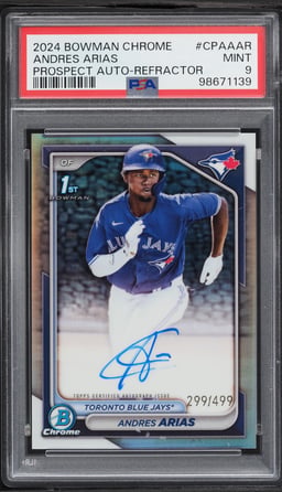 2024 Bowman Chrome Refractor Andres Arias PROSPECT AUTO /499 #CPAAAR PSA 9 MINT