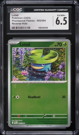 2025 Pokemon Phantasmal Flames Reverse Holo Lotad #005 CGC 6.5 EXMT+