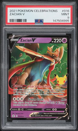 2021 Pokemon Sword & Shield Celebrations Holo Zacian V #16 PSA 9 MINT