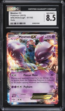 2015 Pokemon XY BREAKthrough Holo Mewtwo EX #61 CGC 8.5 NM-MT+