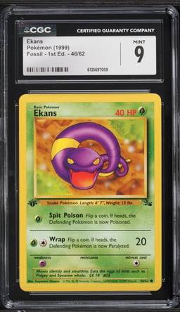 1999 Pokemon Fossil 1st Edition Ekans #46 CGC 9 MINT