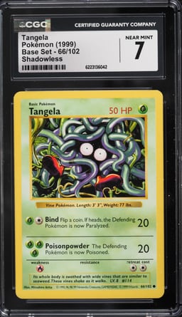 1999 Pokemon Base Set Shadowless Tangela #66 CGC 7 NRMT