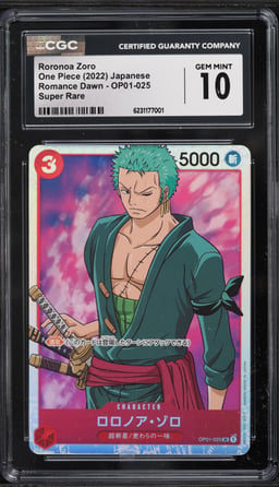 2022 One Piece Japanese Romance Dawn SR Roronoa Zoro #OP01-025 CGC 10 GEM MINT