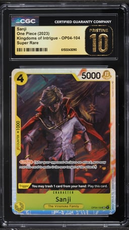 2023 One Piece Kingdoms Of Intrigue SR Sanji #OP04-104 CGC 10 PRISTINE