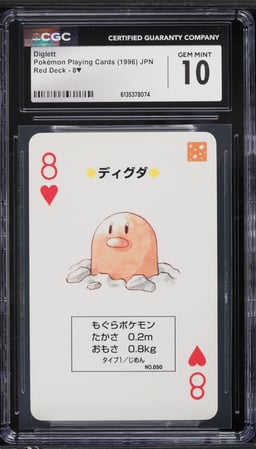 1996 Pokemon Japanese Playing Cards Red Deck Diglett #8 CGC 10 GEM MINT