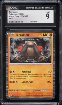 2025 Pokemon Scarlet & Violet White Flare Holo Terrakion #054 CGC 9 MINT