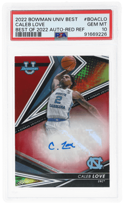2022 Bowman University Best Best of 2022 Autograph Red Refractor Caleb Love #BOACLO 9/10 PSA 10