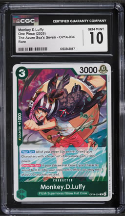 2026 One Piece The Azure Sea's Seven Monkey D.Luffy #OP14-034 CGC 10 GEM MINT