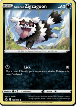 2021 Galarian Zigzagoon #159 Fusion Strike