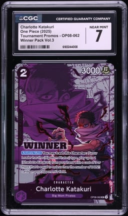2025 One Piece Tournament Promo Winner Pack Volume 3 Charlotte Katakuri #OP08-062 CGC 7 NRMT