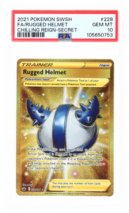 2021 Pokemon Sword and Shield Chilling Reign Secret Rare Rugged Helmet #228 PSA 10