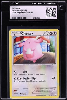 2012 Pokemon Black & White Dark Explorers Chansey #80 CGC AUTH
