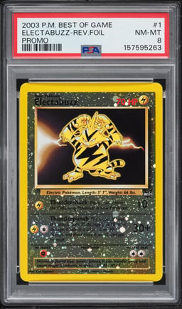 2003 Pokemon Best Of Game Promo Reverse Holo Electabuzz #1 PSA 8 NM-MT