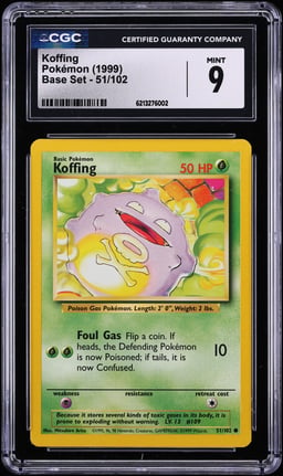 1999 Pokemon Base Set Koffing #51 CGC 9 MINT