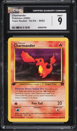 2000 Pokemon Team Rocket 1st Edition Charmander #50 CGC 9 MINT