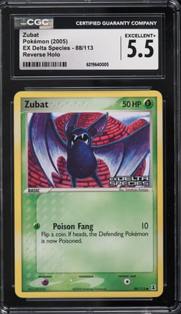 2005 Pokemon EX Delta Species Reverse Holo Zubat #88 CGC 5.5 EX+