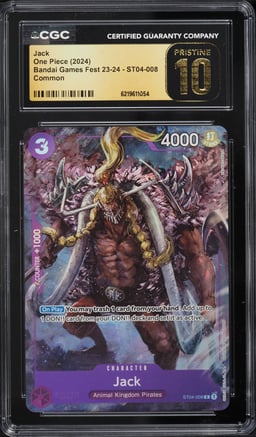2024 One Piece Bandai Games Fest '23 Alt Art Jack #ST04-008 CGC 10 PRISTINE
