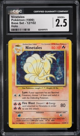 1999 Pokemon Base Set Holo Ninetales #12 CGC 2.5 GD+