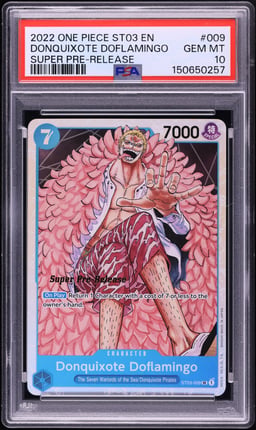 2022 One Piece Seven Warlords Of The Sea Pre-Release Donquixote Doflamingo #ST03-009 PSA 10 GEM