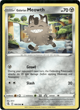 2021 Galarian Meowth #180 Fusion Strike