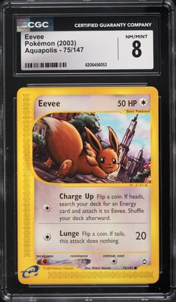 2003 Pokemon Aquapolis Eevee #75 CGC 8 NM-MT