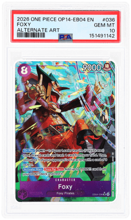 2026 One Piece the Azure Sea's Seven Alternate Art Foxy #EB04-036 PSA 10
