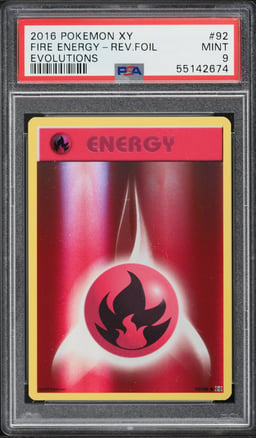 2016 Pokemon XY Evolutions Reverse Holo Fire Energy #92 PSA 9 MINT
