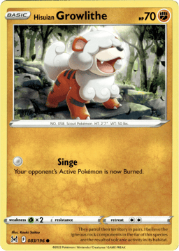 2022 Hisuian Growlithe #83 Lost Origin