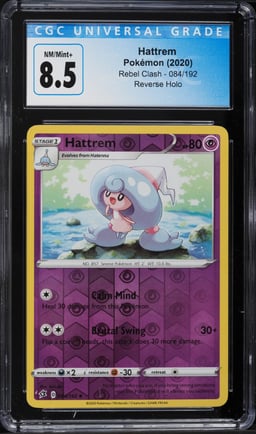 2020 Pokemon Sword & Shield Rebel Clash Reverse Holo Hattrem #84 CGC 8.5 NM-MT+