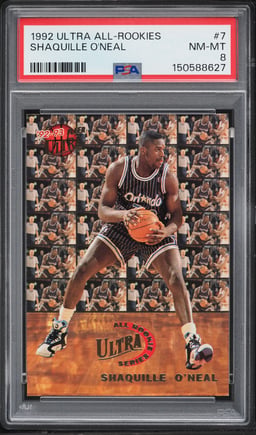 1992 Ultra All-Rookies Shaquille O'Neal ROOKIE #7 PSA 8 NM-MT