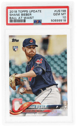 2018 Topps Update Ball At Waist Shane Bieber #US198 PSA 10