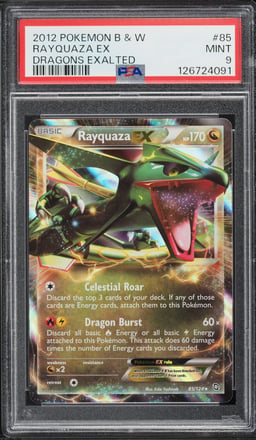 2012 Pokemon Black & White Dragons Exalted Holo Rayquaza EX #85 PSA 9 MINT