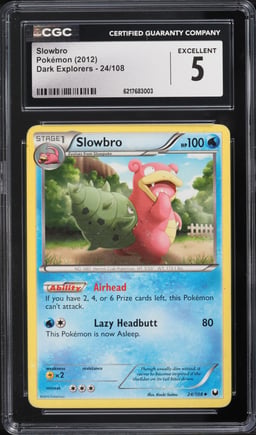 2012 Pokemon Black & White Dark Explorers Slowbro #24 CGC 5 EX