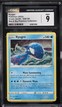 2023 Pokemon Sword & Shield Crown Zenith Sea & Sky Premium Collection Kyogre #36 CGC 9 MINT