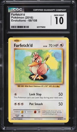 2016 Pokemon XY Evolutions Farfetch'd #68 CGC 10 GEM MINT
