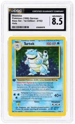 1999 Pokemon Base Set German 1st Edition Holo Blastoise #2 CGC 8.5