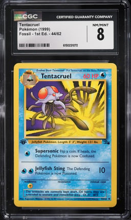 1999 Pokemon Fossil 1st Edition Tentacruel #44 CGC 8 NM-MT