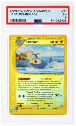 2003 Pokemon Aquapolis Reverse Holo Lanturn #21 PSA 5