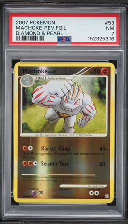 2007 Pokemon Diamond & Pearl Reverse Foil Machoke #53 PSA 7 NRMT