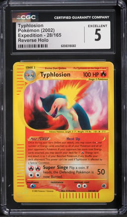 2002 Pokemon Expedition Reverse Holo Typhlosion #28 CGC 5 EX