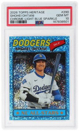 2026 Topps Heritage Chrome Light Blue Sparkle Shohei Ohtani #290 PSA 10