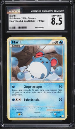 2010 Pokemon Spanish Heartgold & Soulsilver Marill #74 CGC 8.5 NM-MT+