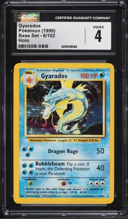 1999 Pokemon Base Set Holo Gyarados #6 CGC 4 VGEX