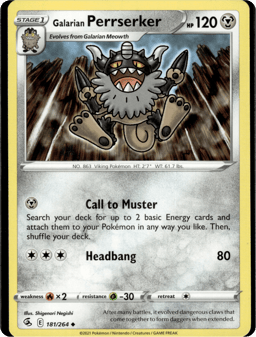 2021 Galarian Perrserker #181 Fusion Strike