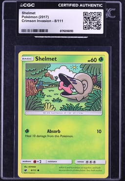 2017 Pokemon Sun & Moon Crimson Invasion Shelmet #8 CGC AUTH