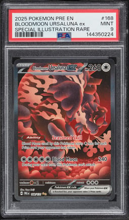 2025 Pokemon Scarlet & Violet Prismatic Evolutions SIR Bloodmoon Ursaluna EX #168 PSA 9 MINT