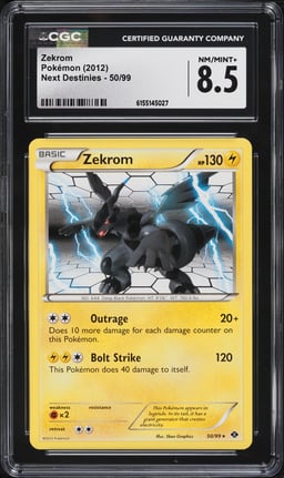 2012 Pokemon Black & White Next Destinies Zekrom #50 CGC 8.5 NM-MT+